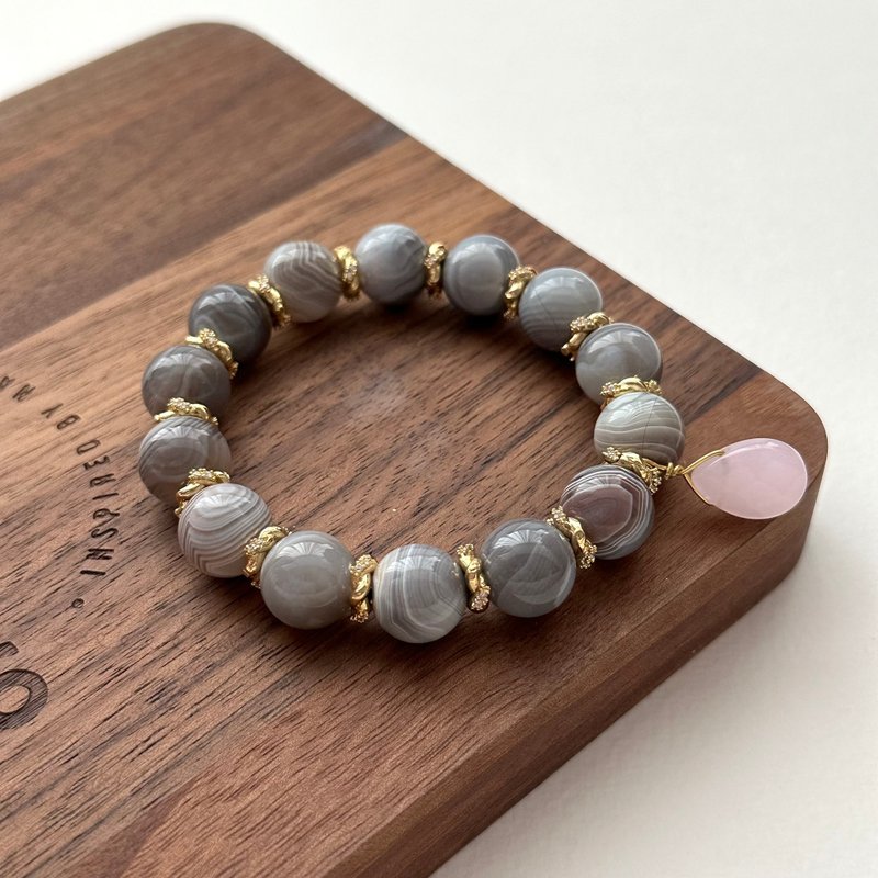 [Boho Style] Persian Gulf Agate Gold-plated Bracelet Amulet Friendly Eliminates Stress and Fatigue - สร้อยข้อมือ - เครื่องประดับพลอย 