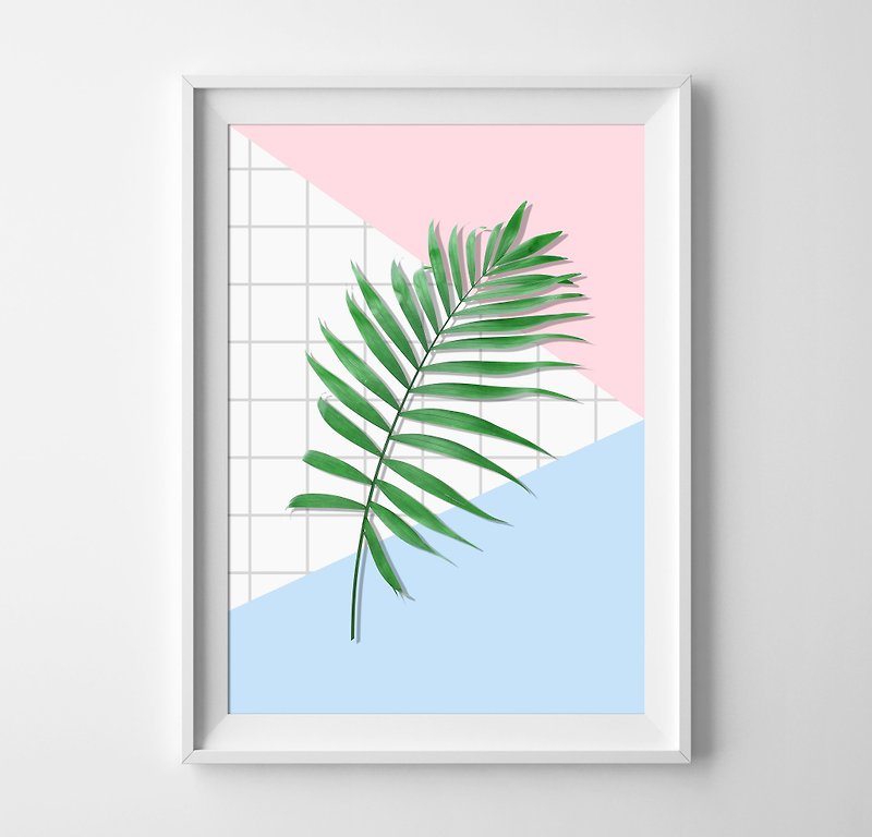 Palm leaf 可客製化 掛畫 海報 - 海報/掛畫/掛布 - 紙 粉紅色