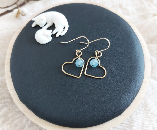 アクアマリン×14KGFハートピアス - ショップ 猫のshop ピアス