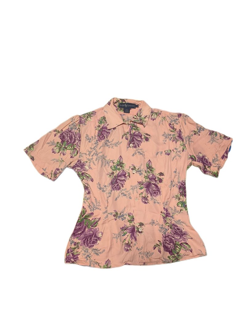 Ralph Lauren拉夫勞倫 中古印花襯衫 - 女襯衫 - 絲．絹 粉紅色