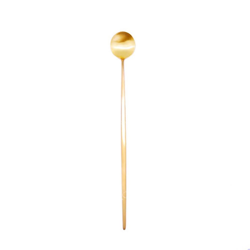 MOON  MATTE GOLD LONG DRINK SPOON - Cutlery & Flatware - Stainless Steel Gold