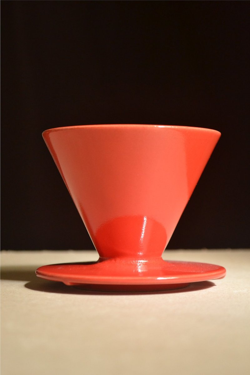 Big red conical six-rib filter cup 01 gift box gift packaging - เครื่องทำกาแฟ - ดินเผา สีแดง