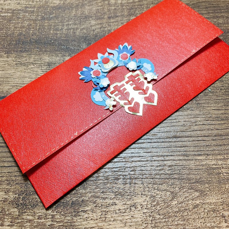 [Chinese Newlyweds] Handmade Ang Pow Bag with Phoenix Crown (Single Entry/Horizontal) - ถุงอั่งเปา/ตุ้ยเลี้ยง - กระดาษ สีแดง