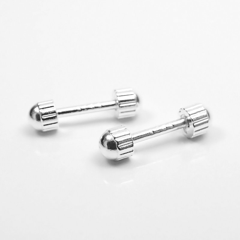 [Single-sided model] Minimalist 3mm semi-circular zigzag line double-sided bead 925 sterling silver ear needle earrings. Ear care - ต่างหู - เงินแท้ สีเงิน