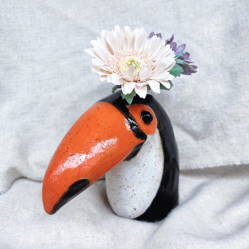 A Lu Toucan Pottery/Vase/Decoration/Gift Handmade Hand-painted Original Only One Piece - Pottery & Ceramics - Pottery Multicolor