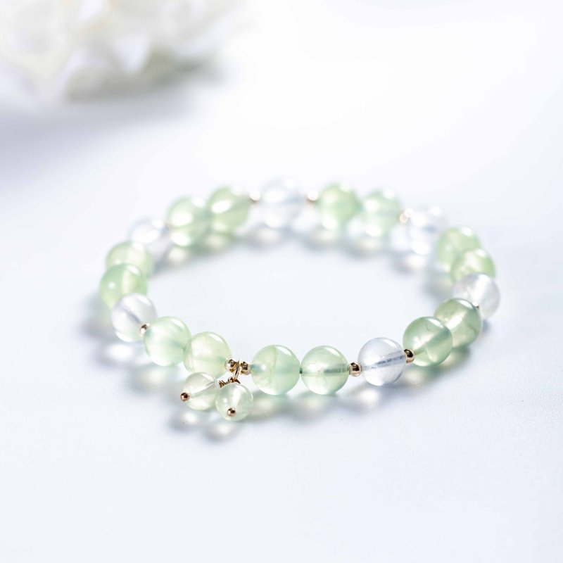 Prehnite, Moonstone, 14K Gold Filled Findings Bracelet - สร้อยข้อมือ - คริสตัล สีเขียว