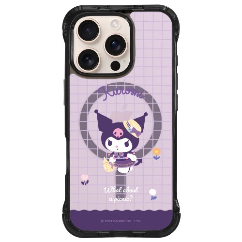 LANI's 風格防摔手機殼 酷洛米 格紋小花 磁吸透黑 懶人支架 iPhone 16 15 Pro Max