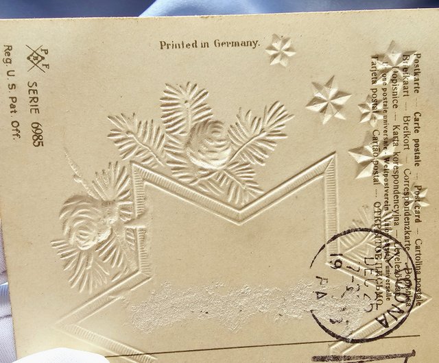 ドイツ製エンボスヒイラギの星 おとぎ話の雪景色 クリスマス