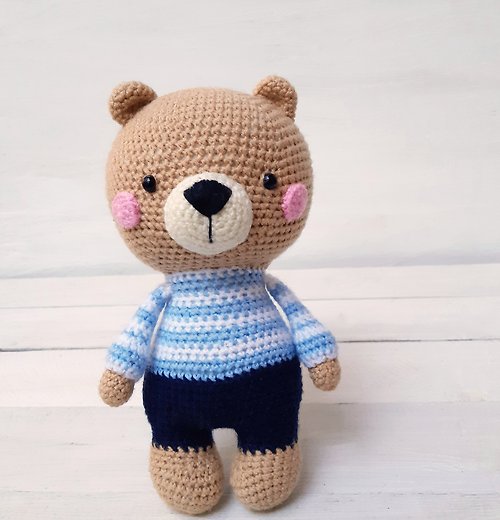 CrochetByIryska Hand Crochet Michele The Bear Boy Caramel Stuffed Animal Toys Soft Handmade