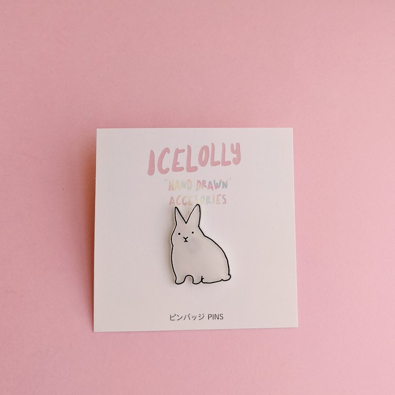 Rabbit pin badge - Badges & Pins - Plastic White