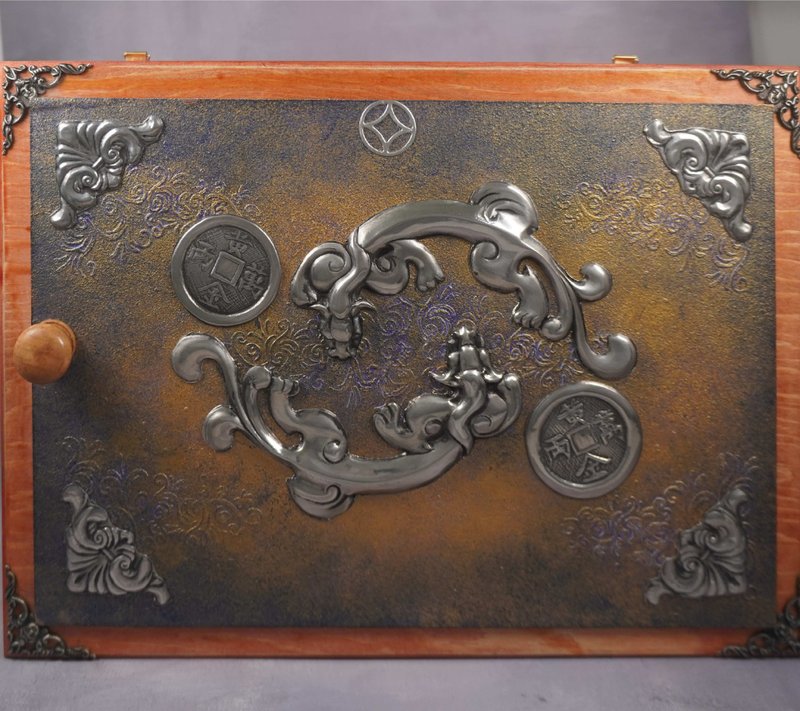 錫雕毗貅戲錢鎖匙箱 - 居家收納/收納盒/儲物盒 - 其他材質 藍色