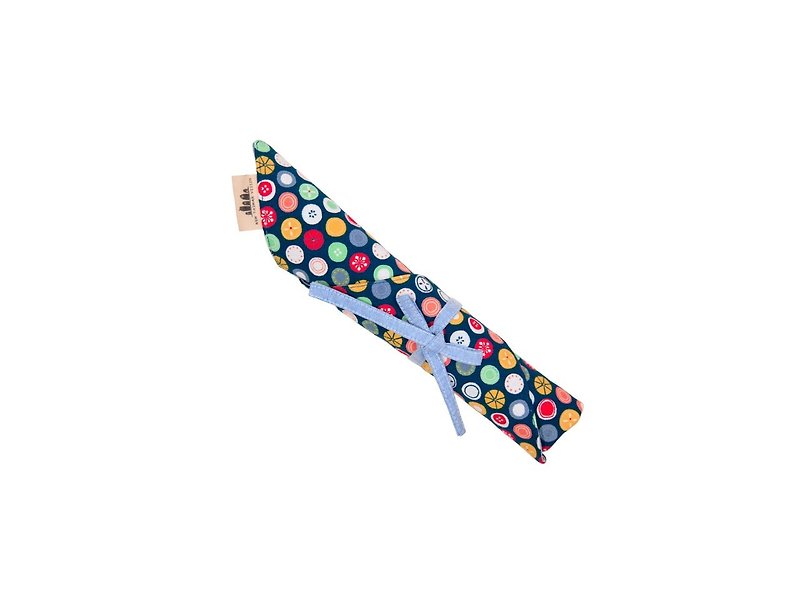 [One corner chopstick set] - colorful buttons - ช้อนส้อม - ผ้าฝ้าย/ผ้าลินิน สีน้ำเงิน
