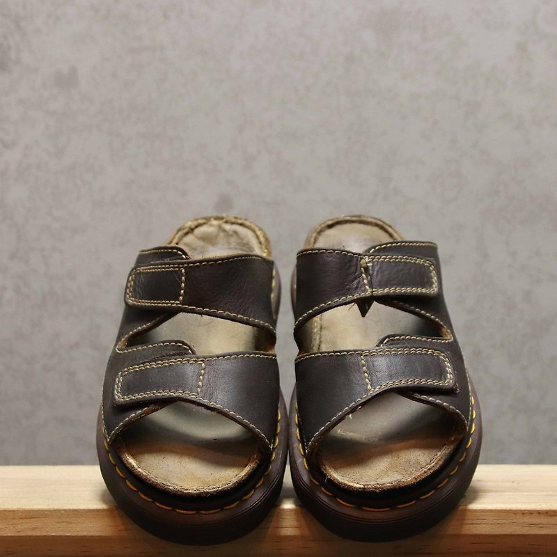 Tsubasa.Y Antique House Black 002 Martin Slippers, Dr.Martens England - Sandals - Genuine Leather 