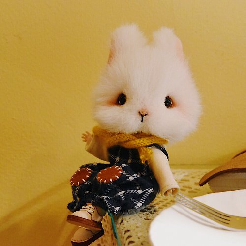 貓憩 【中等難度系列】格子小兔Rabi/DIY材料包 毛絨關節玩偶小兔子