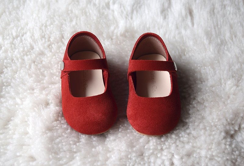 Red female baby toddler shoes girl gift baby shoes age gift baby gift moon gift box - รองเท้าเด็ก - หนังแท้ สีแดง