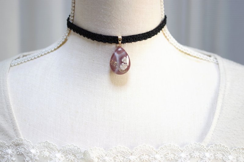 樹脂藝術 方形吊墜・夜色深處 - 項鍊 - 樹脂 咖啡色