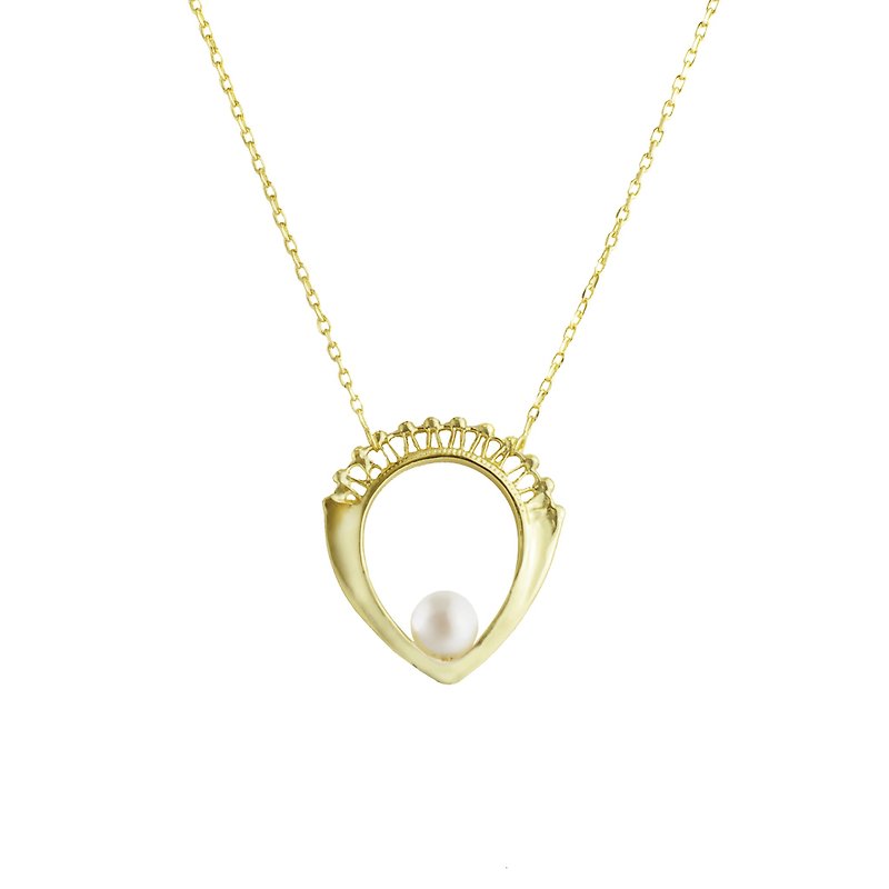 Lace design pearl necklace AEON GOLD NECKLACE - Necklaces - Other Metals Gold