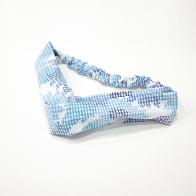 JOJA│ no time to play Wen Qing take the name: Japanese handmade old cloth elastic headband - เครื่องประดับผม - ผ้าฝ้าย/ผ้าลินิน สีน้ำเงิน