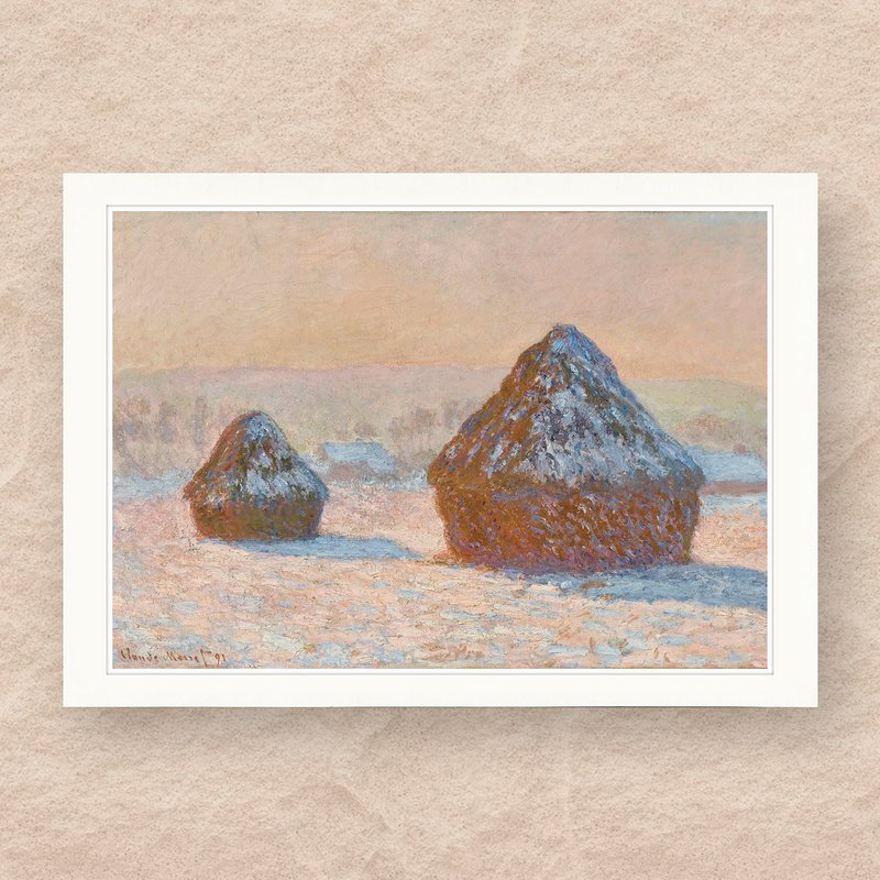 【 藝術畫卡 】莫內・早晨雪後的稻草堆 | B4畫卡 - 海報/掛畫/掛布 - 紙 卡其色