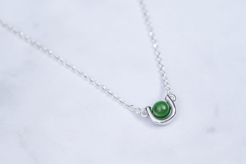 Support Jade Pendant Necklace Natural Jasper 4mm Beads 925 Sterling Silver Mother's Day Birthday Gift - Necklaces - Jade Green