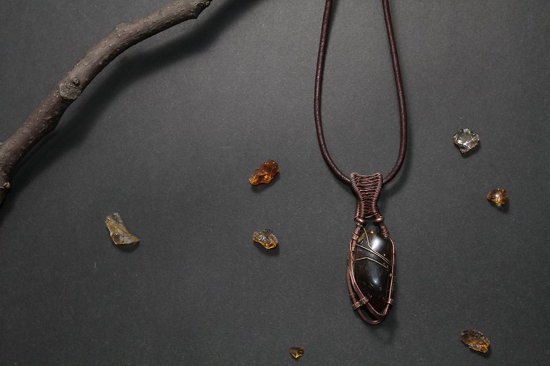 【Series of Amber】Dominican blue amber pendant _ Future armour - Necklaces - Gemstone Multicolor