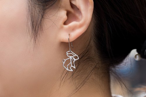 吳小姐3d訂製珠寶 抗敏醫療鋼 幾何耳環系列-兔子(單邊/一對)-可改夾式