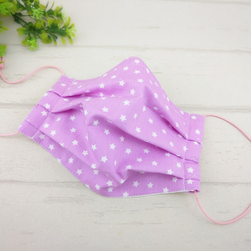 滿天星-2色可選。有壓條內開口棉質布口罩 - 口罩/口罩收納套 - 棉．麻 紫色