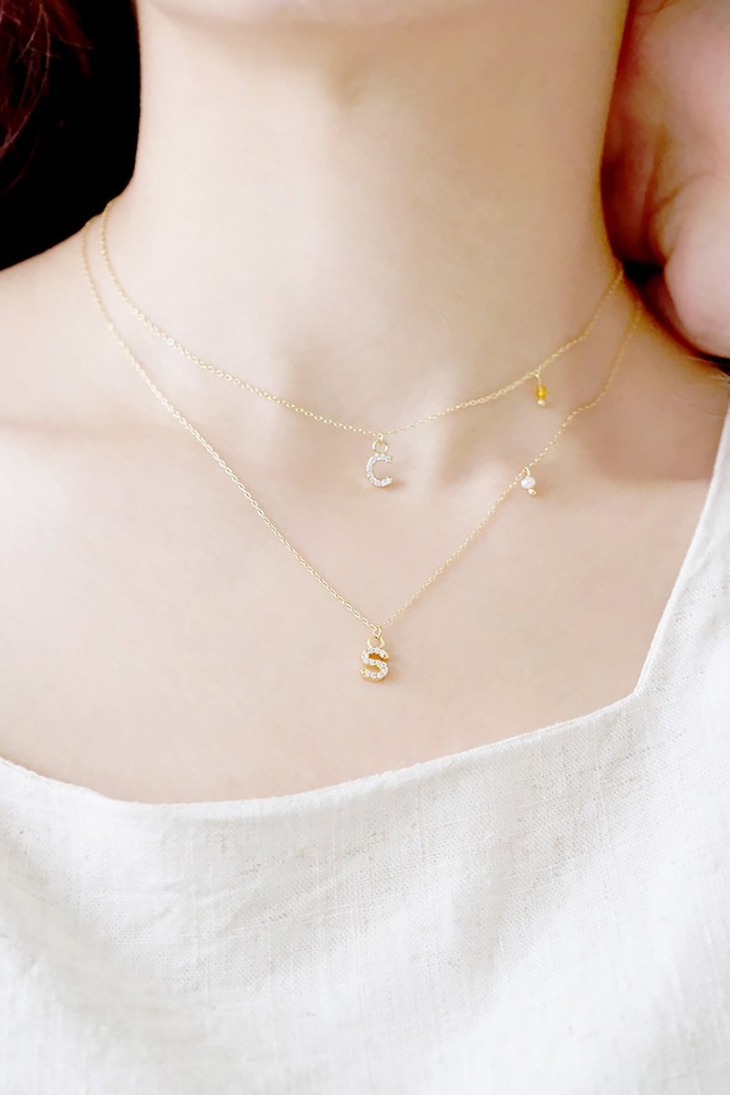 Luck x Birthstone Customized Stone[Customized Letters] Necklace (18 inches) - สร้อยคอ - เครื่องเพชรพลอย หลากหลายสี