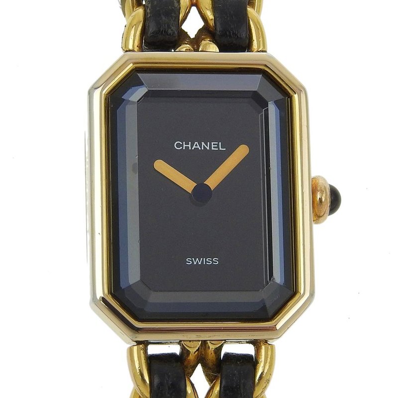 【日本直送】シャネル CHANEL プルミエールL 腕時計 金メッキ × レザー クオーツ アナログ表示 黒文字盤 レディース【中古】 - 女錶 - 其他金屬 黑色