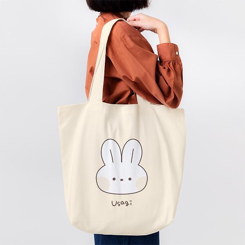 PIXO.STYLE 客製化文字 大兔兔 環保購物袋 帆布袋 023