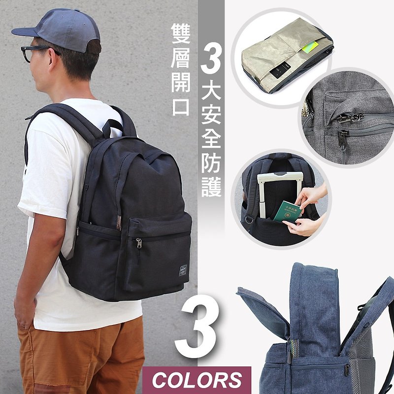 2 in 1 Folda bag (15'' laptop)-black/grey/blue_105288 - กระเป๋าเป้สะพายหลัง - ไนลอน หลากหลายสี