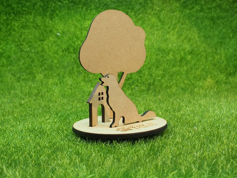 Dog Laifu Three-dimensional Combination Small Object Golden Retriever - ของเล่นสัตว์ - ไม้ สีนำ้ตาล