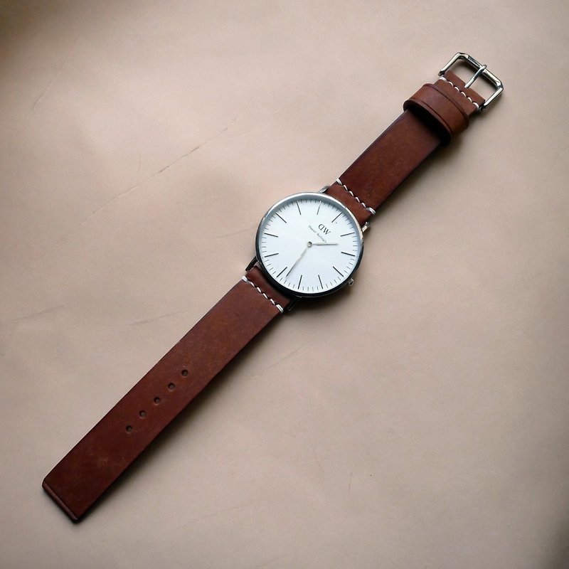 leather watch strap, watch band, custom made - Other - Genuine Leather Brown