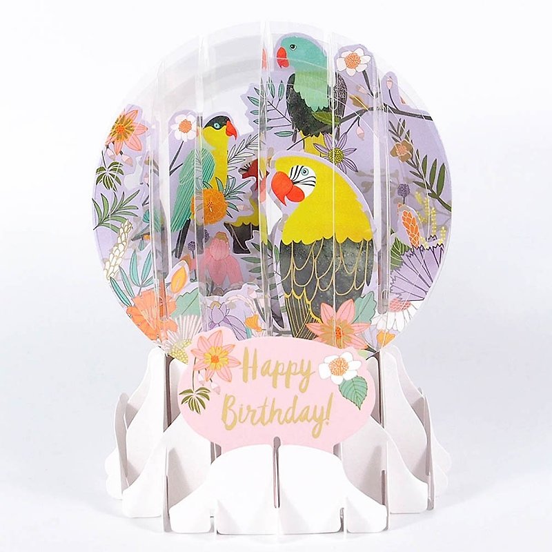 Snowball Card-Parrot is singing [Up With Paper-Birthday Wishes for Pop-up Card] - Cards & Postcards - Paper White