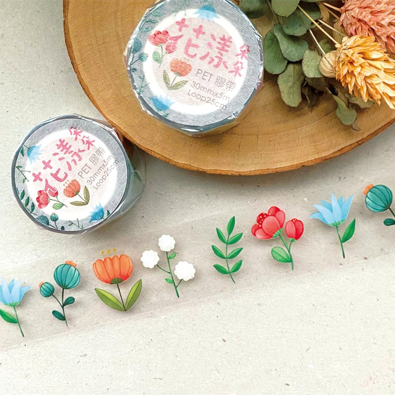 Daily Little Thing | 花漾朵朵PET膠帶 5m - 紙膠帶/和紙/PET - 塑膠 