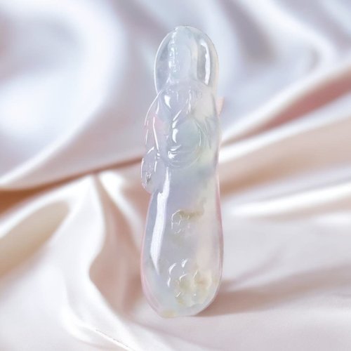 瓔珞翡翠 冰種飄花翡翠觀音菩薩 | 天然緬甸玉A貨翡翠 | 送禮