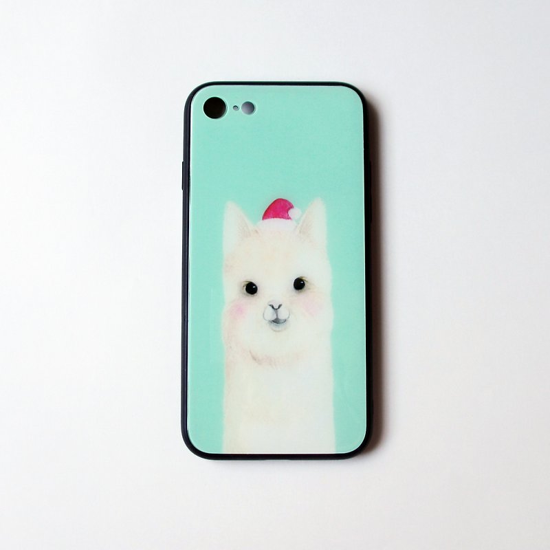 DUNMI and other meters / glass backboard soft shell / original design - alpaca / grass mud horse Christmas - Phone Cases - Plastic 
