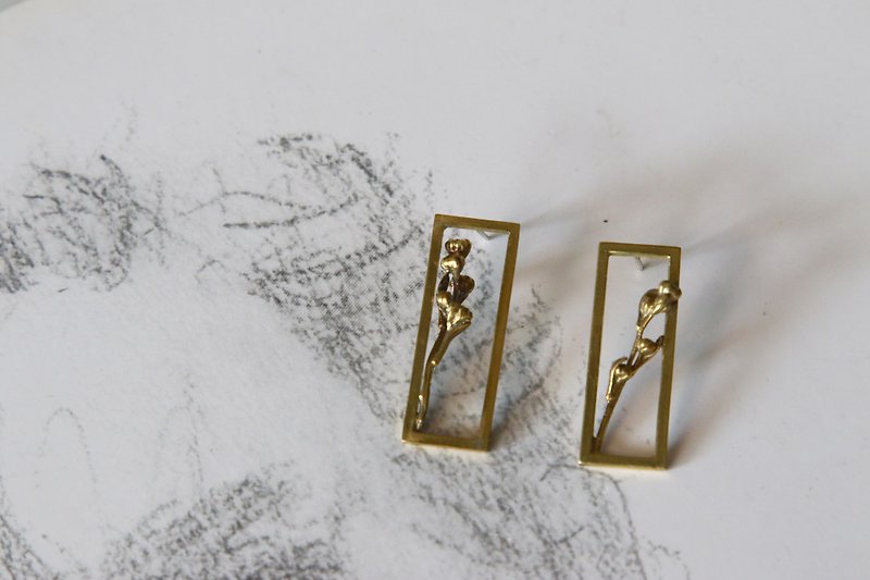小小植物園 耳環 單隻 - 耳環/耳夾 - 其他金屬 銀色