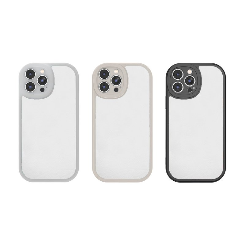iphone16手機殼 古董白/透白/黑色三種邊框 背面皮質磨砂質感 - 手機殼/手機套 - 其他材質 多色