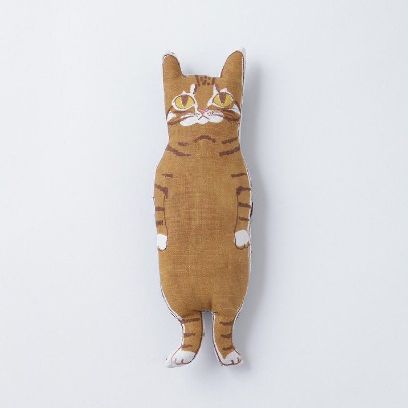 red tabby CAT stuffed animal pocket size | 茶トラ猫ちゃん　ヌイグルミ - 玩偶/公仔 - 棉．麻 咖啡色