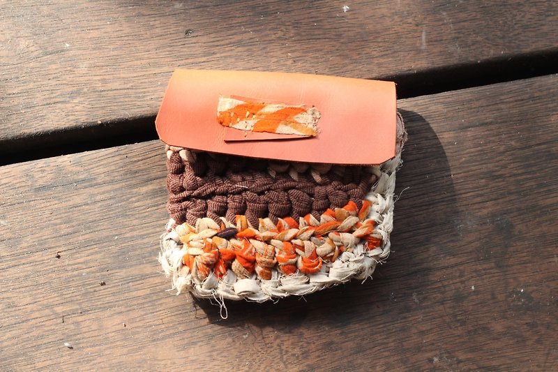 環保布手織零錢包 - 小橘 - 手袋/手提袋 - 真皮 橘色
