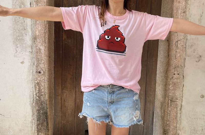 煩躁的便便粉紅色女裝T shirt 上衣 - 女 T 恤 - 棉．麻 粉紅色