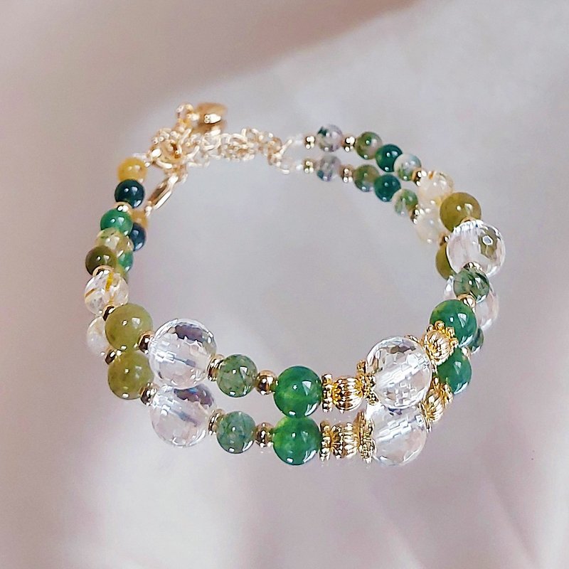 White crystal, green hair crystal, seaweed jade hair crystal // The Wizard of Oz attracts wealth, wards off evil and brings peace - Bracelets - Gemstone Green