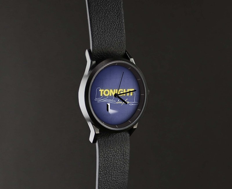 イラスト時計[TONIGHT] - 腕時計 - 金属 ブラック