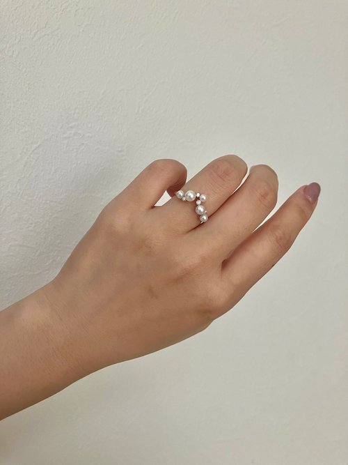 KOKO PEARL JEWELRY 孤品 原創設計 akoya珍珠戒指 日本製 18k金鑲嵌鑽石戒指
