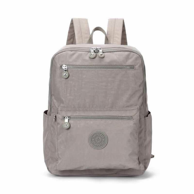 Water repellent nylon backpack 2018 new student bag simple wild travel bag leisure backpack - beige # 8506 - Backpacks - Waterproof Material Silver