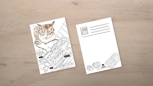 小島畫畫課 小島畫畫課蘭嶼貓與風味餐明信片01款
