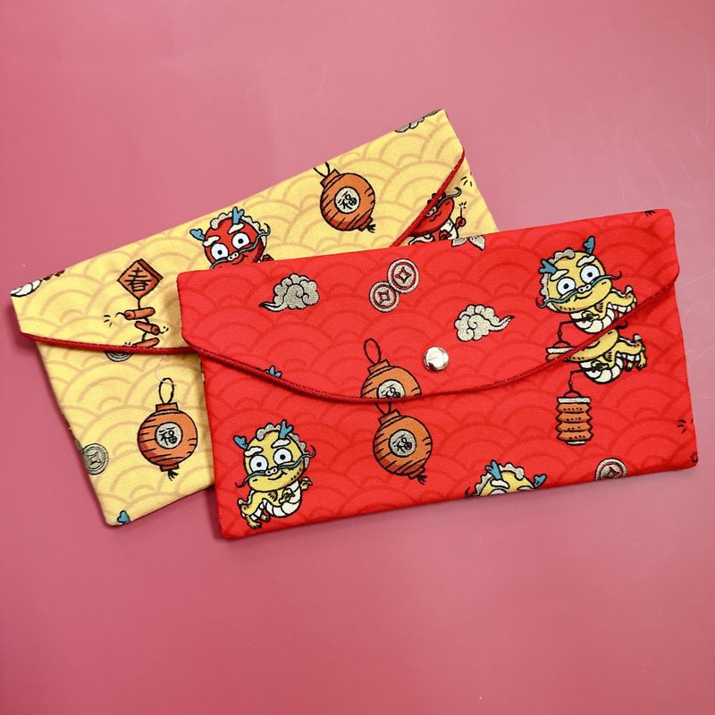 [Quick Shipping] Happy New Year for each parent (set of two cloth bag passbook bag - Chinese New Year - Cotton & Hemp Red