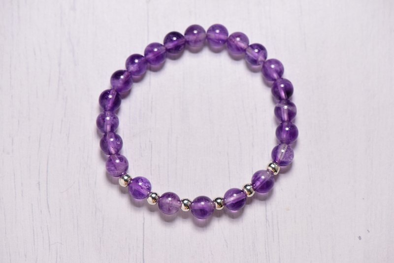 Amethyst series. wisdom. Amethyst 6mm bracelet type C. 925 silver version. - Bracelets - Gemstone Purple