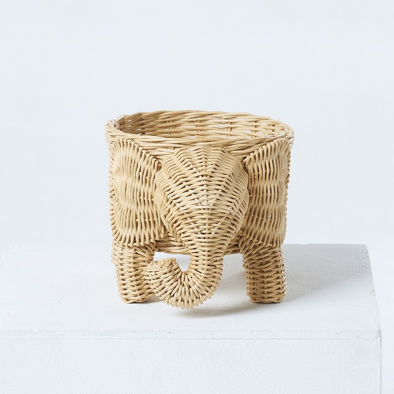 【Woteng ouRattan】Rattan Storage Basket Small Elephant Model - Other Furniture - Other Materials Khaki